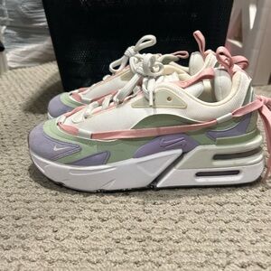 Nike Air Max with Cream, Pink, Green, and Purple